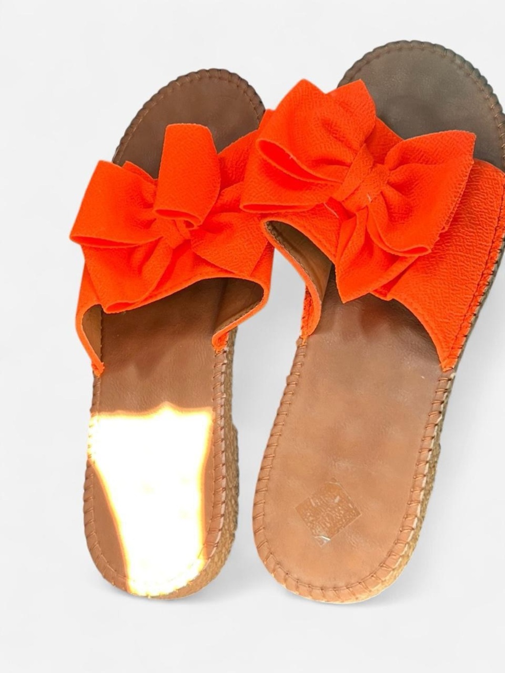 Source Unknown Orange Bow Slide Sandals